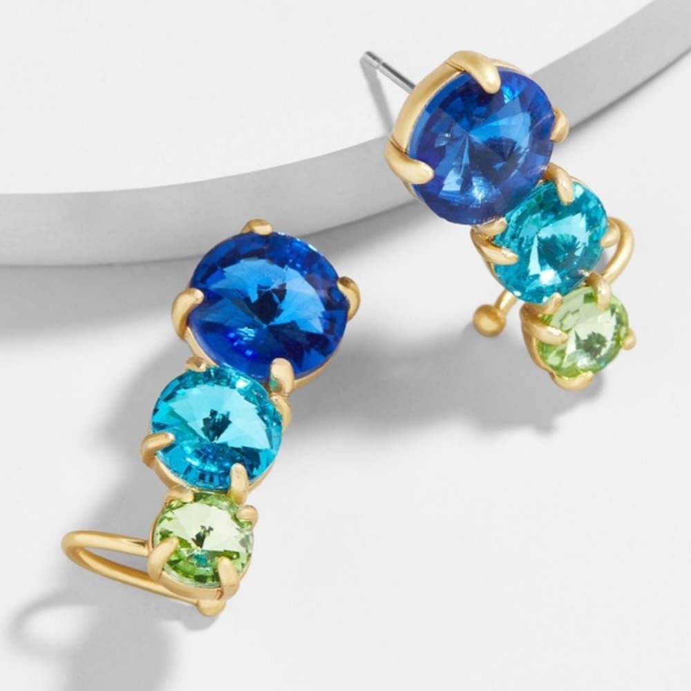 Baublebar Cesli Ear Crawler Earrings ombré green blue gold